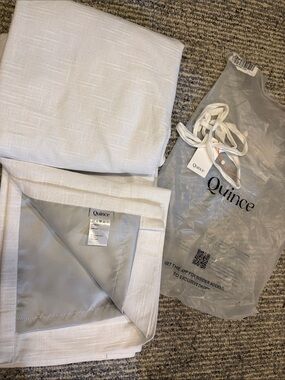 Quince Ivory  Textured True Blackout Curtain Panel Slub 48x84